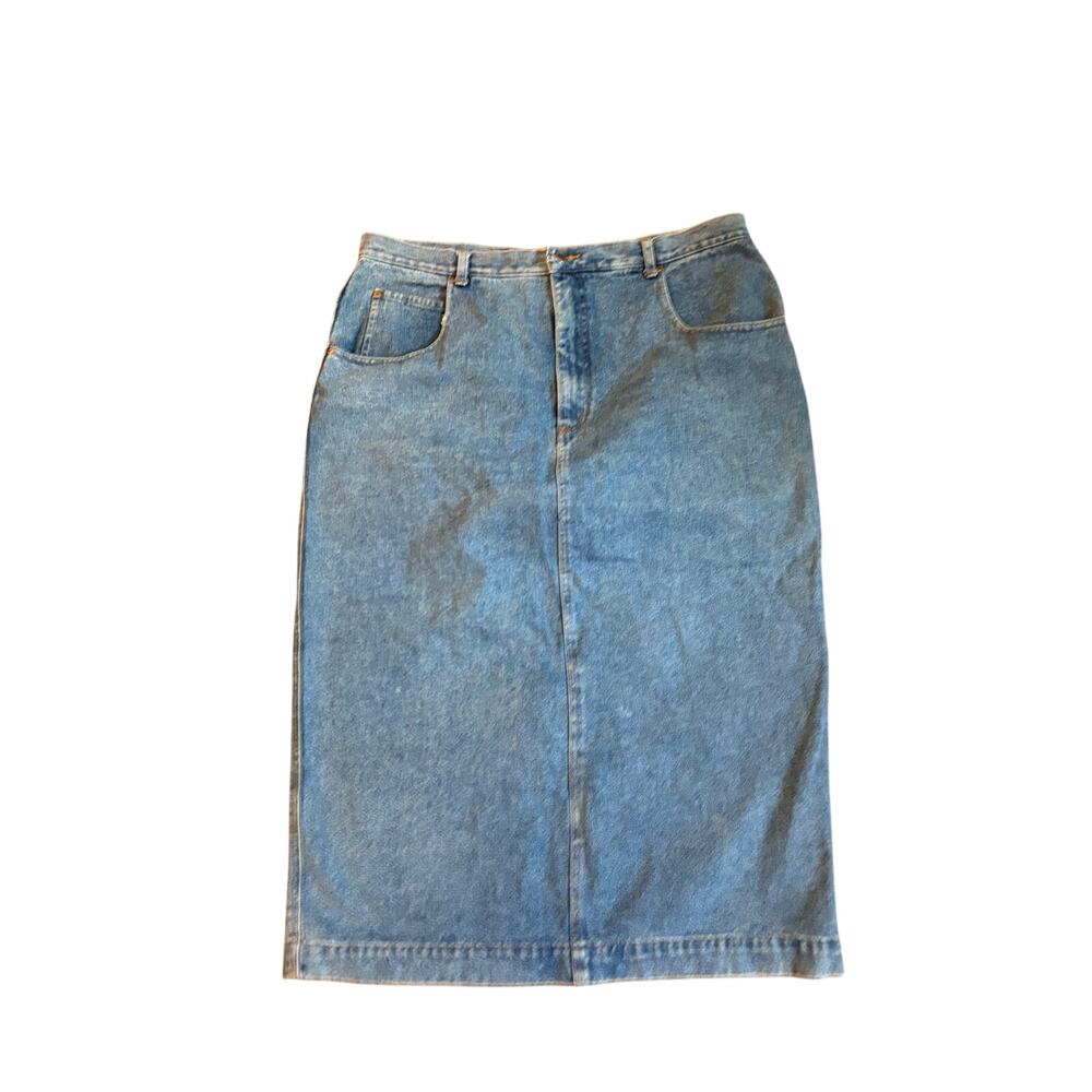 Womens 20 Vintage Venezia vitale 100% Cotton Denim Midi Skirt EUC